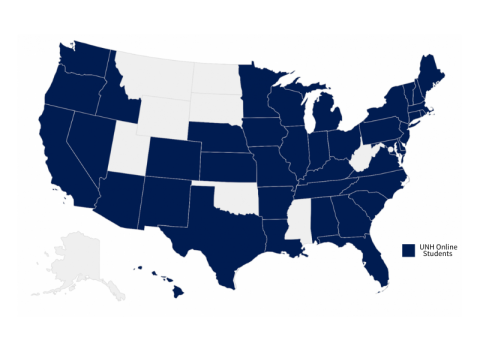U.S. states UNH Online students reside in