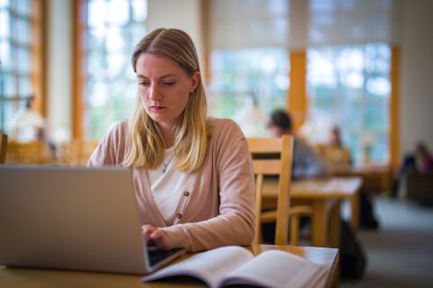 Student at a library